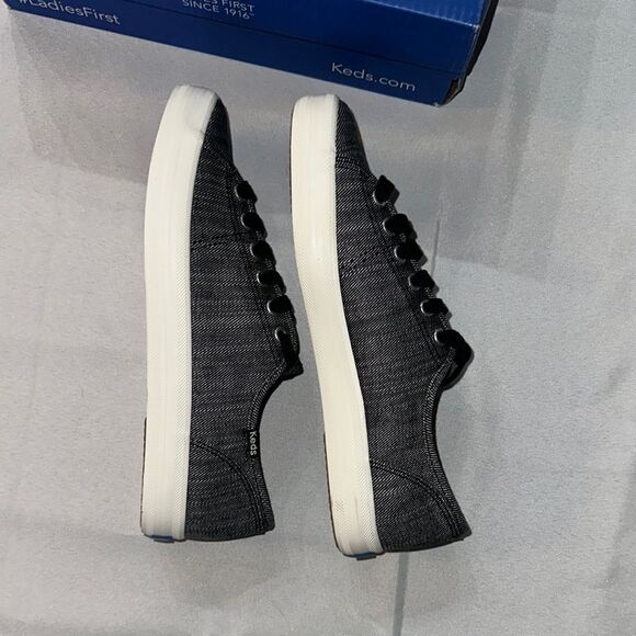 NIB Keds Black, Pewter and White Sneakers Sleek Minimalist Design Sign 6.5 - Picture 7 of 10